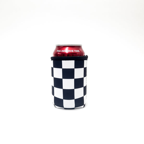 Checkerboard 12oz Stubby Can Cooler