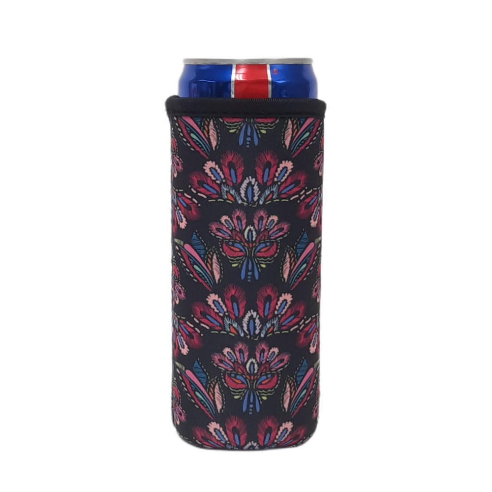 Pink Embroidery 12oz Slim Can Cooler