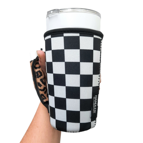 Checkerboard w/ Leopard 20oz Large Coffee / Tea / Tumbler Handler™