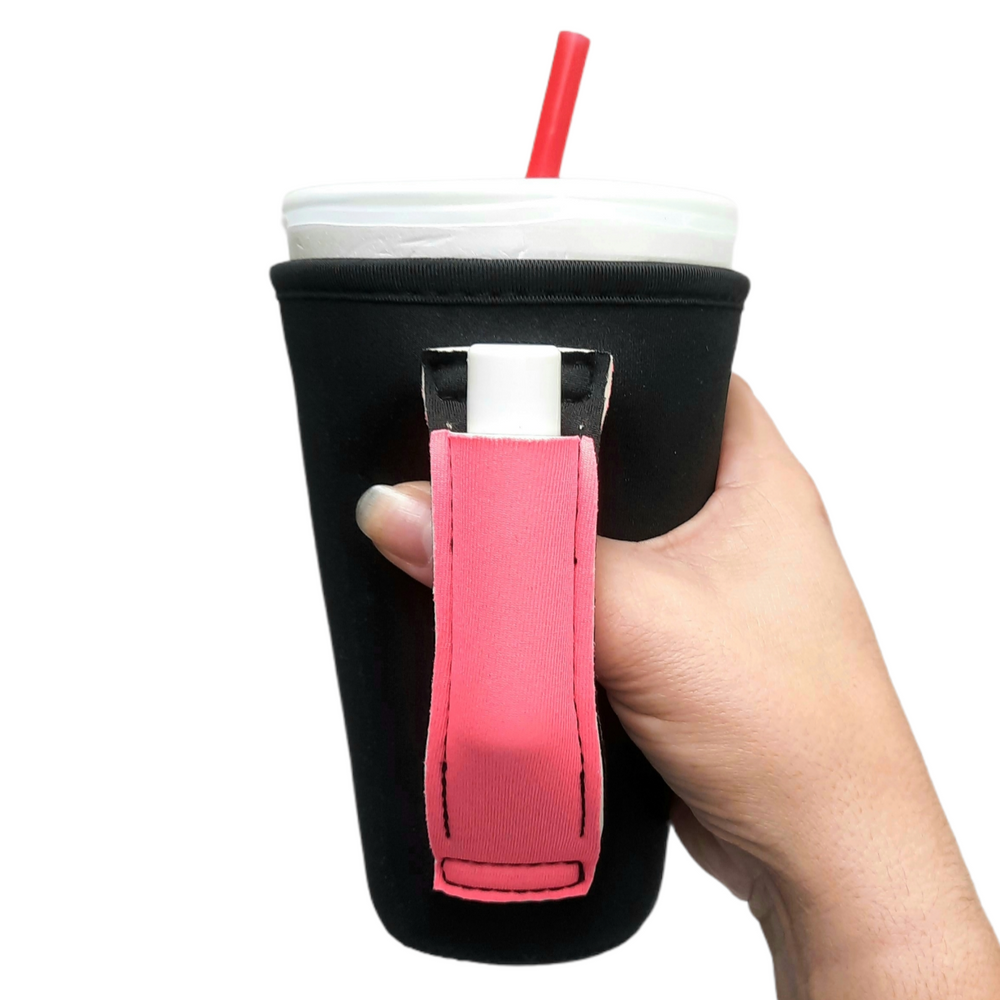 Black w/ Neon Pink 16oz PINT Glass / Medium Fountain Drinks and Tumbler Handlers™