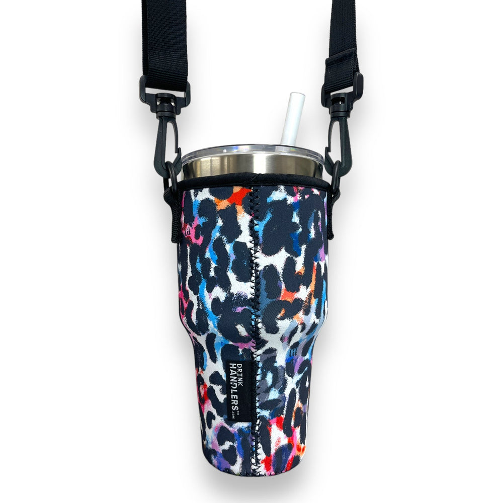 Watercolor Leopard 25-35oz Tumbler With Handle Sleeve