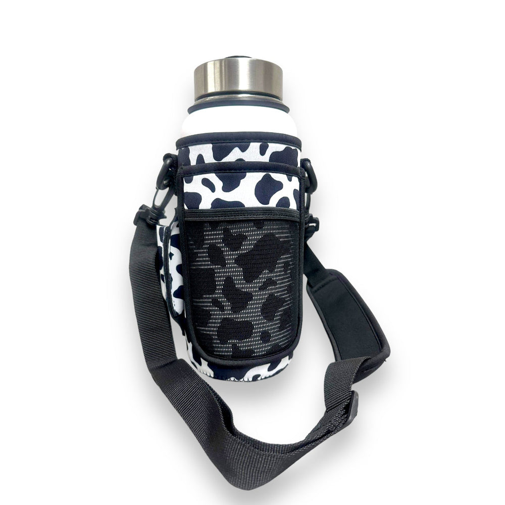 Black and White Cow Print 30-40oz Tumbler Handler™  With Carrying Strap