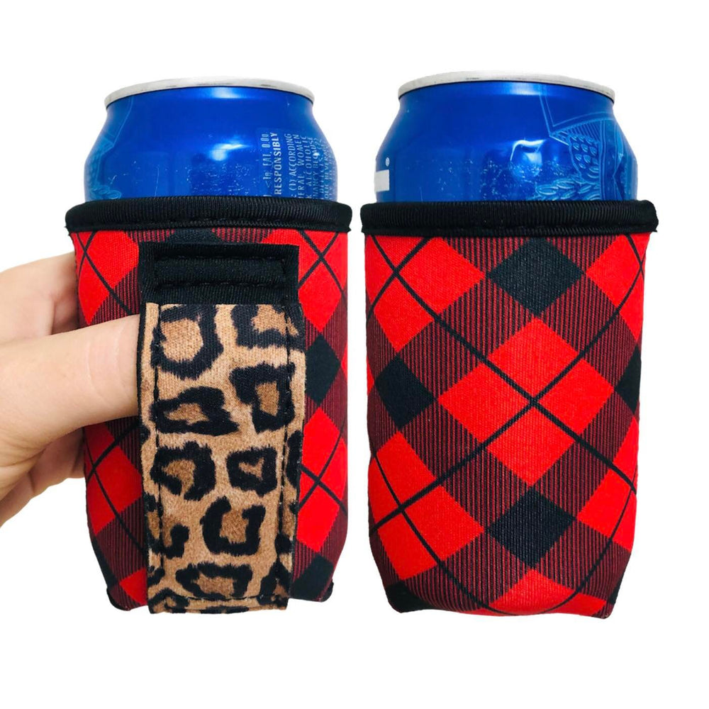 Red Plaid w/ Leopard 12oz Stubby Can Handler™