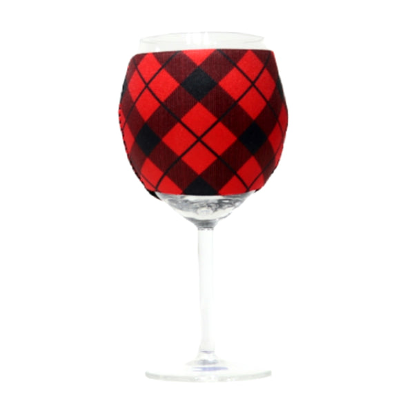Red Plaid Wine Glass Sleeve