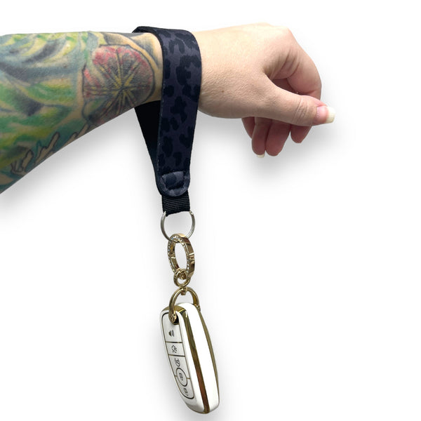 Black Leopard Wristlet Keychain