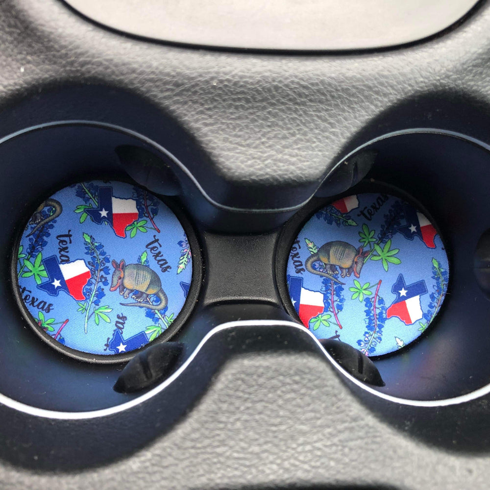 Texas Blue Bonnets Neoprene Car Coasters
