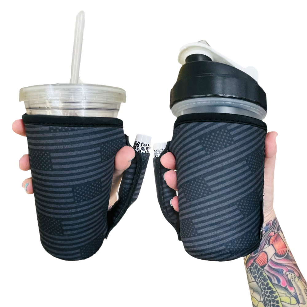 Blacked Out USA Flag 16oz PINT Glass / Medium Fountain Drinks and Tumbler Handlers™