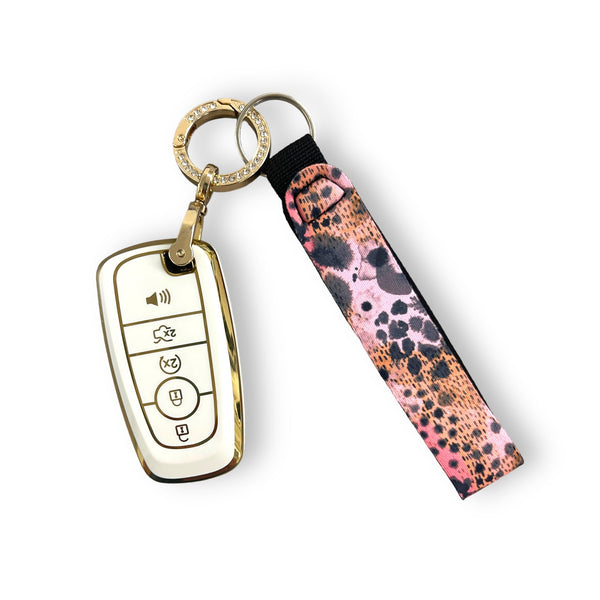 Blushing Leopard Wristlet Keychain