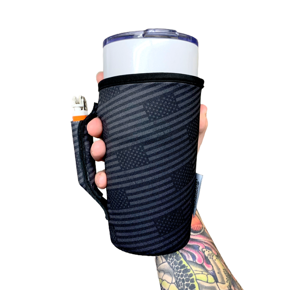 Black Out USA Flag 20oz Large Coffee / Tea / Tumbler Handler™