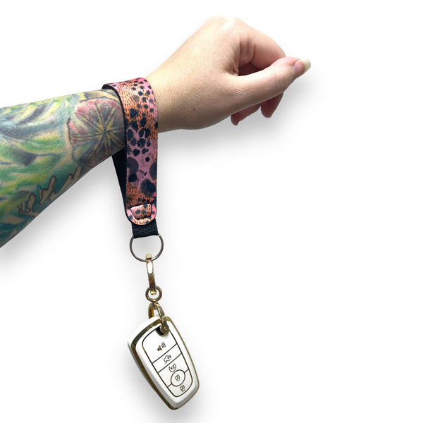 Blushing Leopard Wristlet Keychain