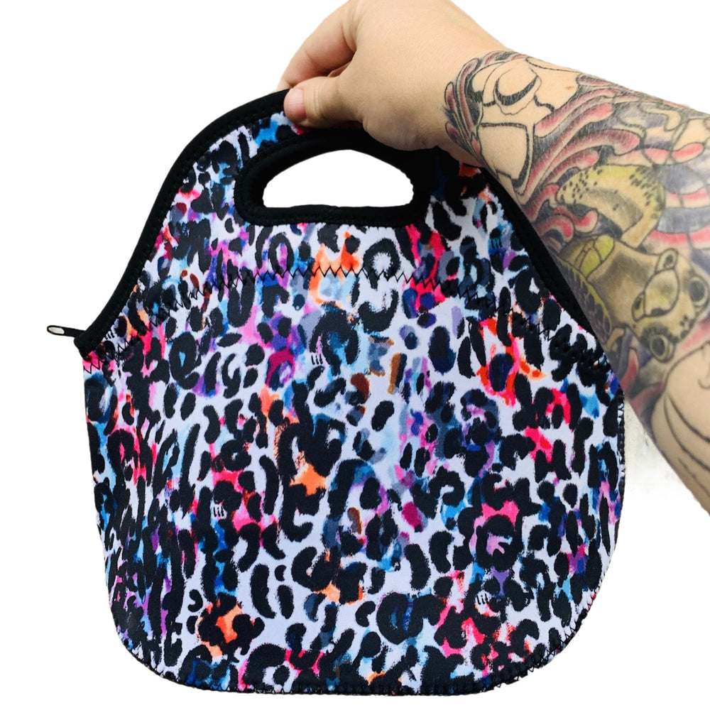 Watercolor Leopard Lunch Bag Tote