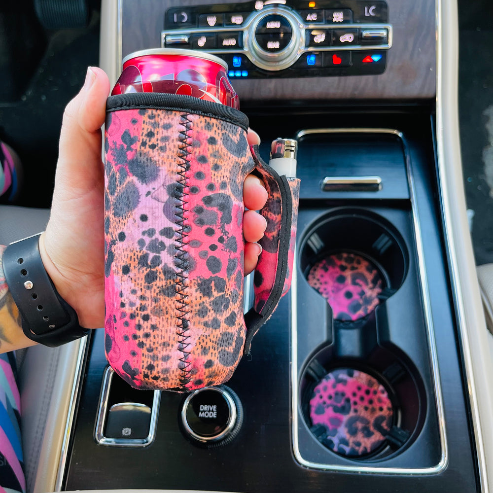 Blushing Leopard Neoprene Car Coasters
