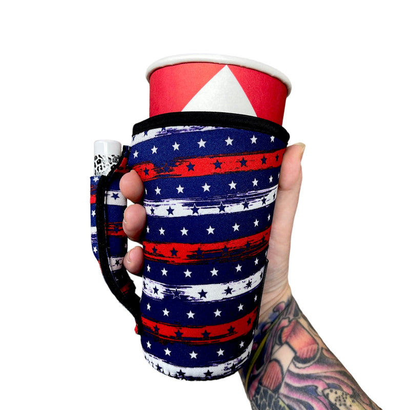 Stars & Stripes 16oz PINT Glass / Medium Fountain Drinks and Hot Coffee Handlers™