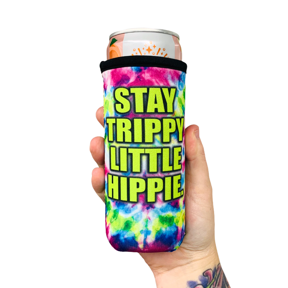 Stay Trippy Little Hippie 12oz Slim Can Cooler