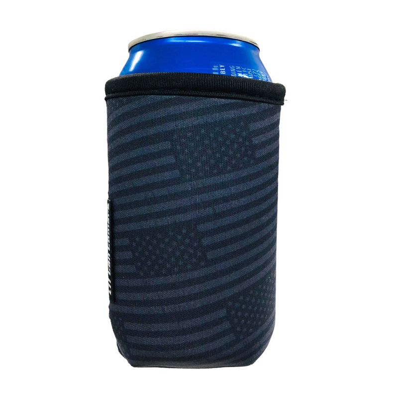 12oz Stubby Can Cooler - ACADEMY -  Blacked Out USA Flag