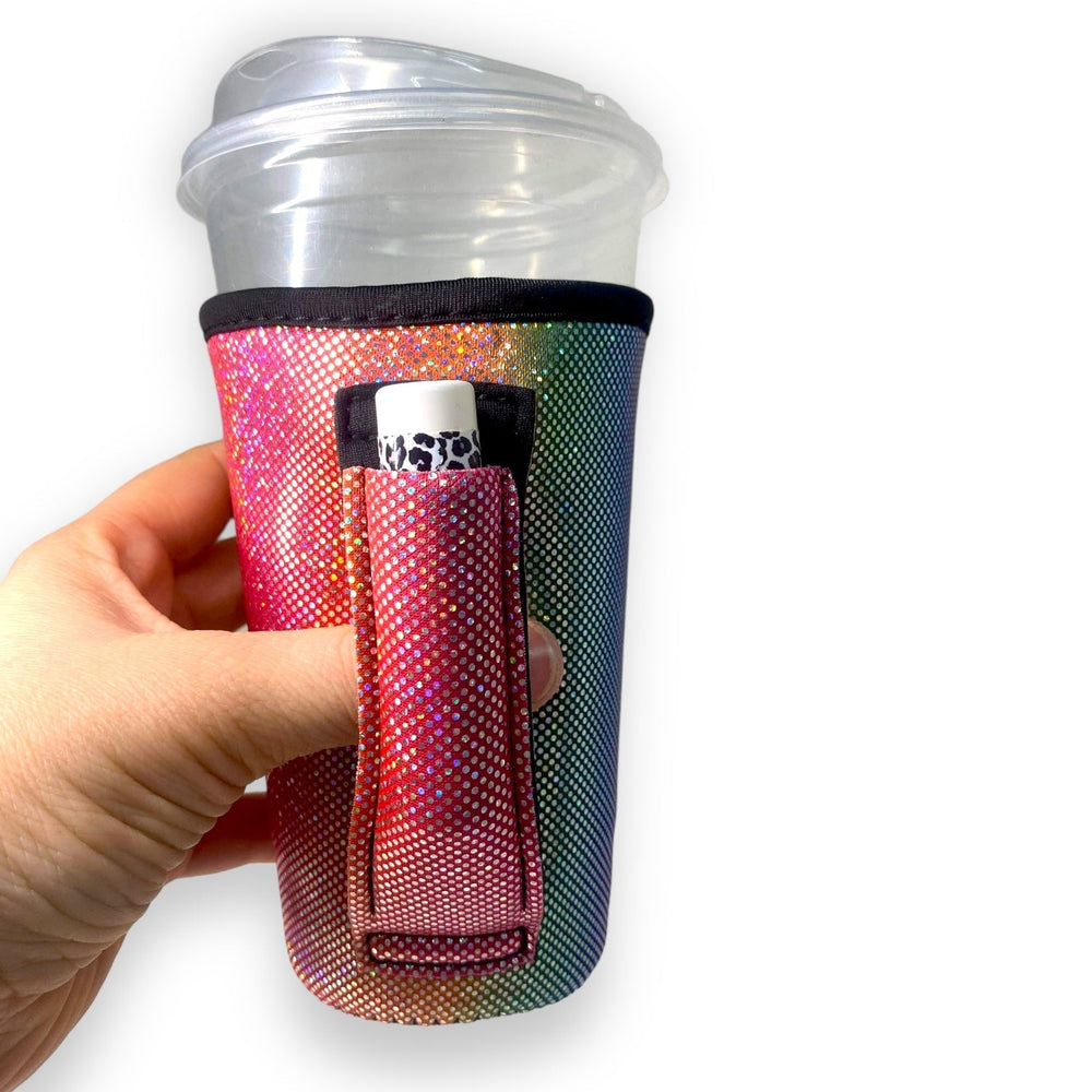 Iridescent Rainbow 16oz PINT Glass / Medium Fountain Drinks and Hot Coffee Handlers™ - Drink Handlers