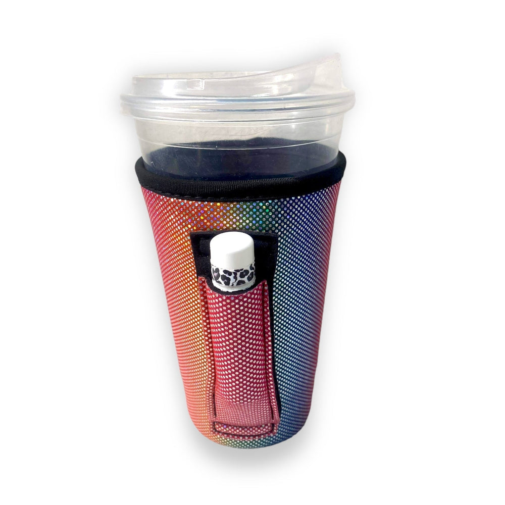 Iridescent Rainbow 16oz PINT Glass / Medium Fountain Drinks and Hot Coffee Handlers™ - Drink Handlers