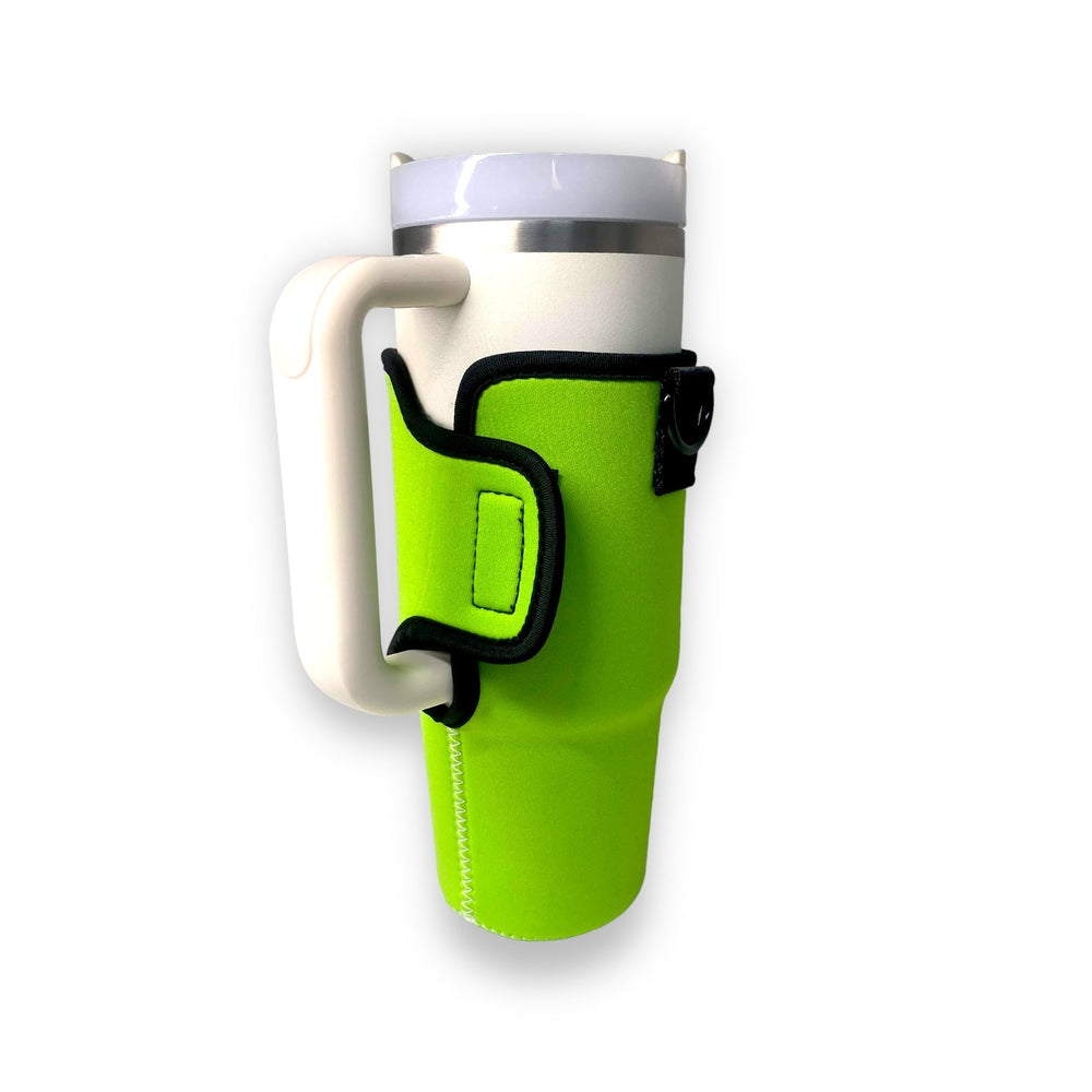 Lime Green 25-35oz Tumbler With Handle Sleeve - Drink Handlers
