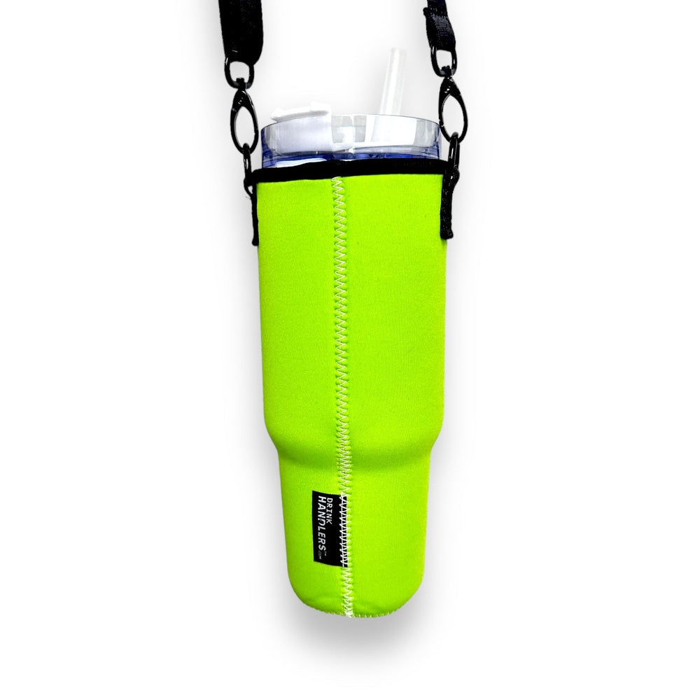 Lime Green 40oz Tumbler With Handle Sleeve - Drink Handlers
