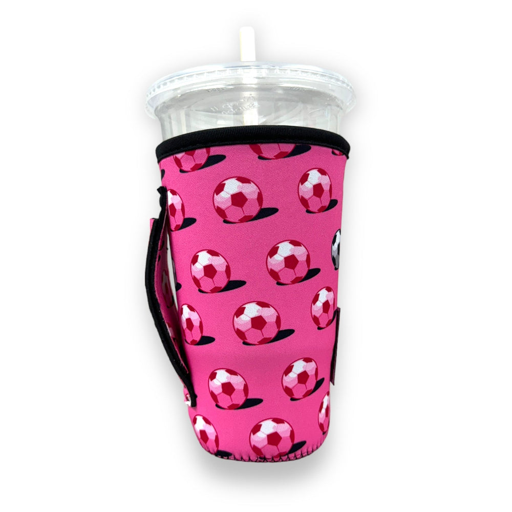 Pink Soccer 20oz Large Coffee / Tea / Tumbler Handler™ - Drink Handlers