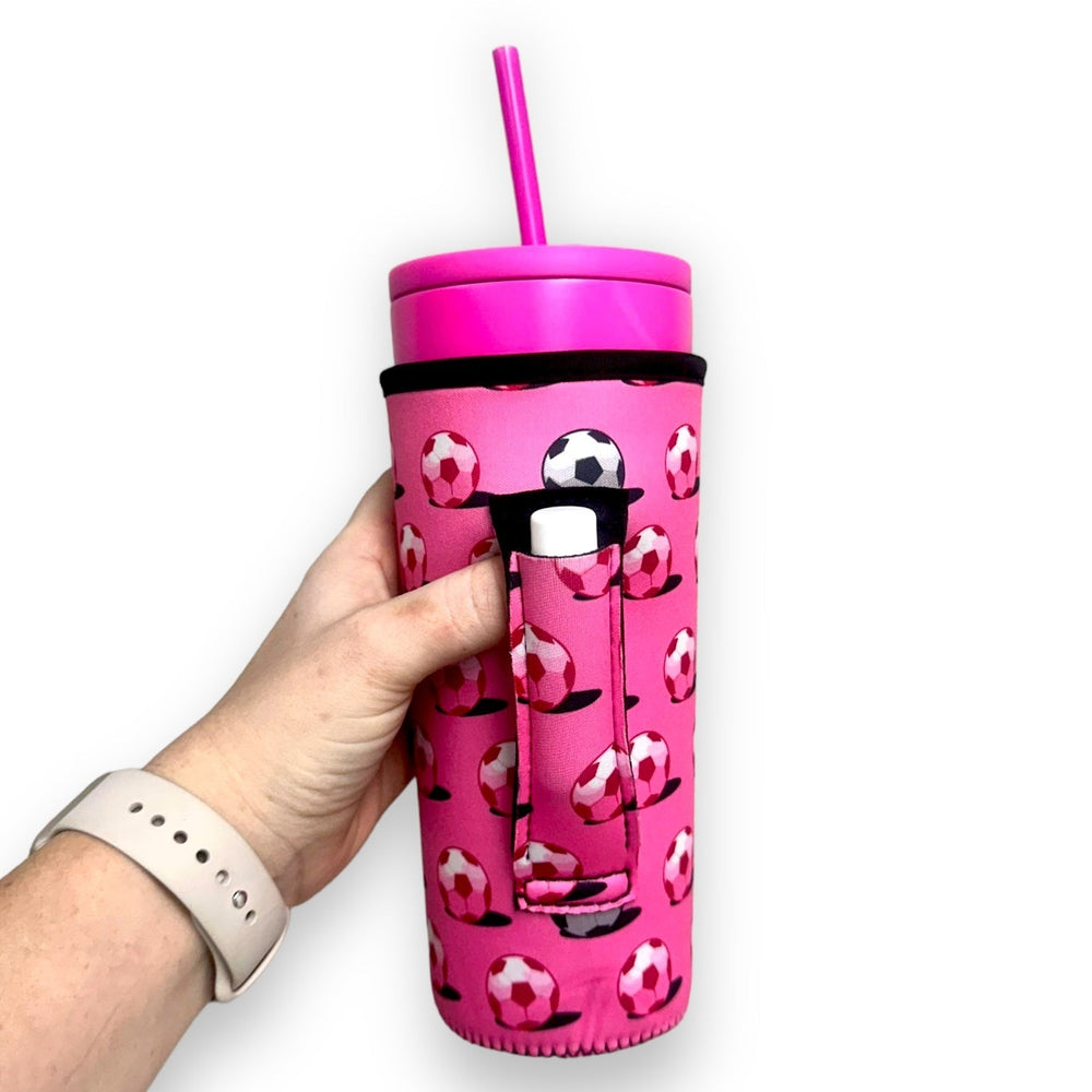 Pink Soccer 30oz Tumbler Handler™ - Drink Handlers