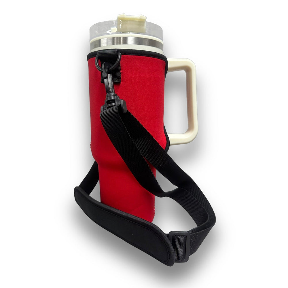 Red 40oz Tumbler With Handle Sleeve - Drink Handlers